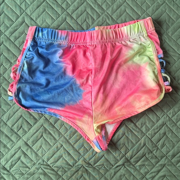 CBR Women's Tie-Dye Athletic Shorts - Pink, Blue, Yellow - Picture 1 of 1